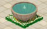 Fountain With White Flowers Badge - Solitaire Gardens