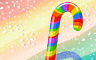 Large Rainbow Candy Cane Badge - Solitaire Gardens