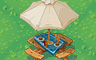 Round Picnic Table With Umbrella Badge - Solitaire Gardens