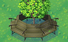 Green Oak With Round Bench Badge - Solitaire Gardens