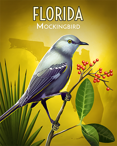 Florida Northern Mockingbird Badge - Poppit! Bingo