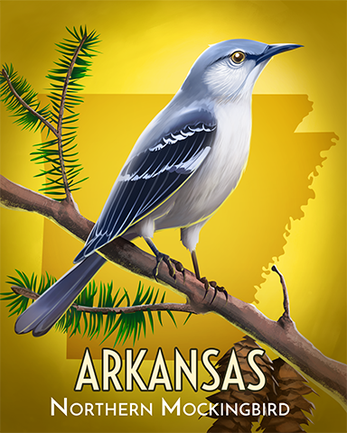 Arkansas Northern Mockingbird Badge - Poppit! HD