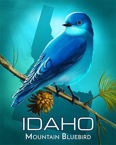 Idaho Mountain Bluebird Badge - Jet Set Solitaire