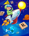 Rocket For 12 Points Badge - SCRABBLE