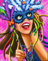 Feathered Mask Badge - Blackjack Carnival