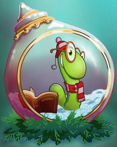 Wordy Wassailing Badge - Bookworm HD