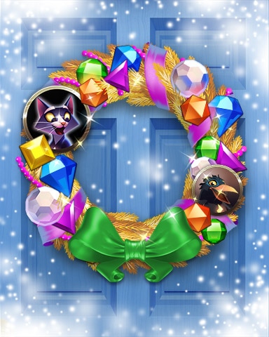 Festive Felis Wreath Badge - Bejeweled Stars