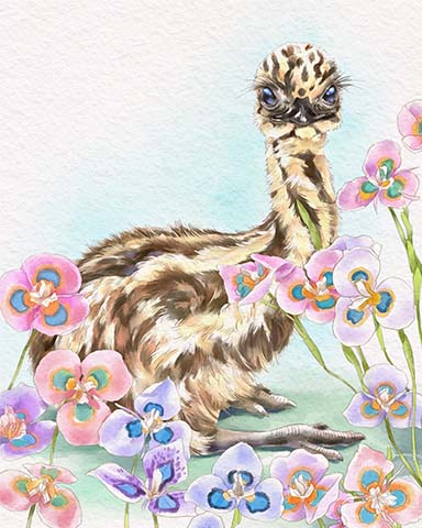 Emu Animals With Blooms Badge - World Class Solitaire HD