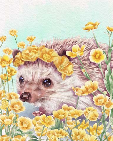 Hedgehog Animals With Blooms Badge - Tri-Peaks Solitaire HD