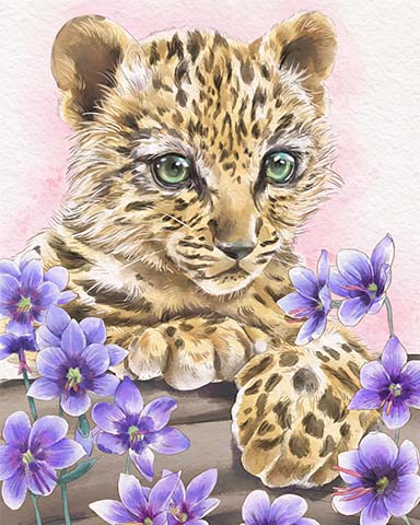 Leopard Cub Animals With Blooms Badge - Spades HD