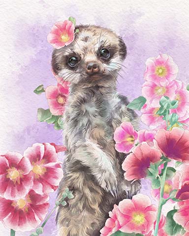 Meerkat Animals With Blooms Badge - Pogo™ Slots