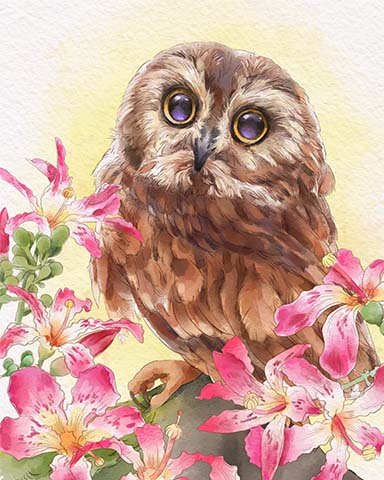 Owlet Animals With Blooms Badge - Spades HD