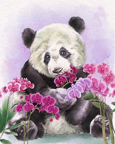 Panda Animals With Blooms Badge - Jigsaw Treasure Hunter HD