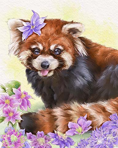 Red Panda Animals With Blooms Badge - Word Whomp HD