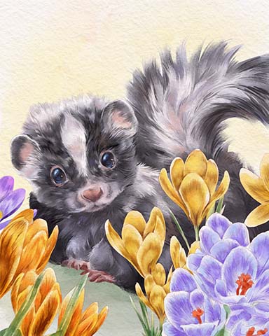 Skunk Animals With Blooms Badge - First Class Solitaire HD