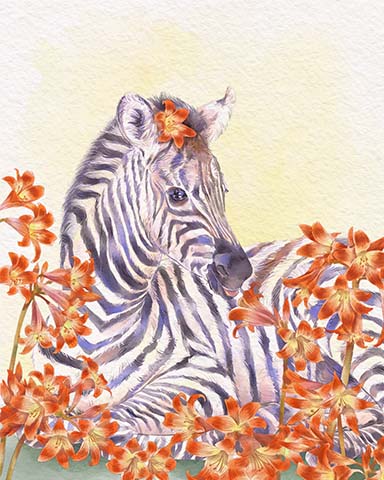 Zebra Animals With Blooms Badge - Poppit! Bingo