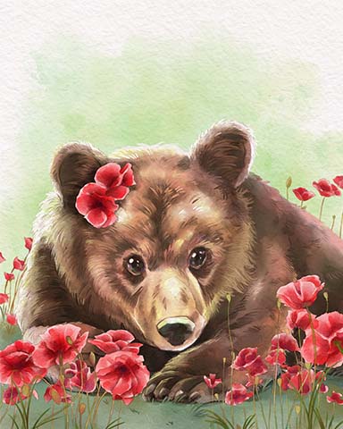 Bear Cub Animals With Blooms Badge - Canasta HD