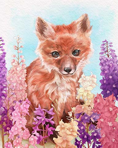 Fox Kit Animals With Blooms Badge - Canasta HD