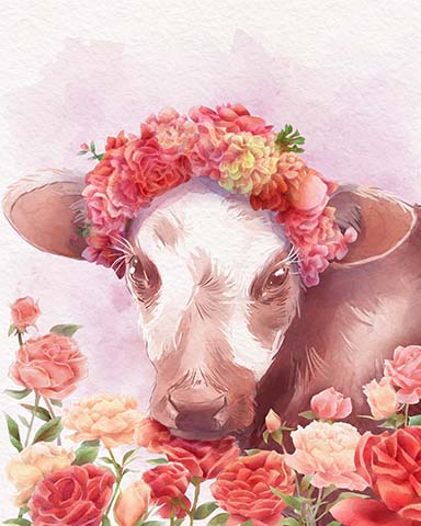 Calf Animals With Blooms Badge - Jungle Gin HD