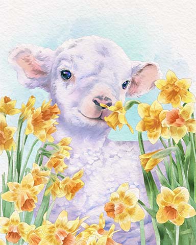 Lamb Animals With Blooms Badge - Mahjong Safari HD