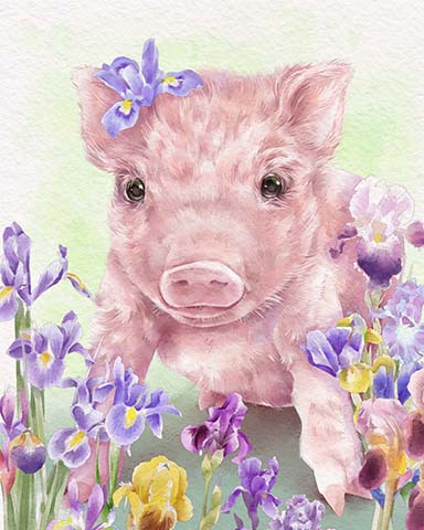 Piglet Animals With Blooms Badge - Quinn's Aquarium