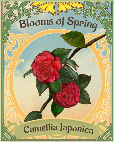 Japanese Camellia Blooms Of Spring Badge - Snowbird Solitaire