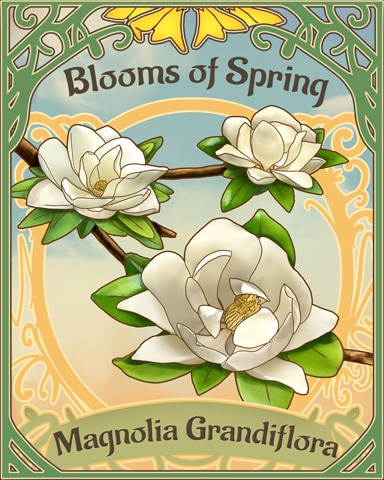Southern Magnolia Blooms Of Spring Badge - Mahjong Garden HD