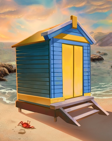 Blue Beach Hut Colorful Sheds Badge - Jungle Gin HD