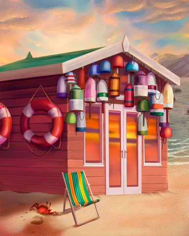 Red Fishing Hut Colorful Sheds Badge - Tri-Peaks Solitaire HD