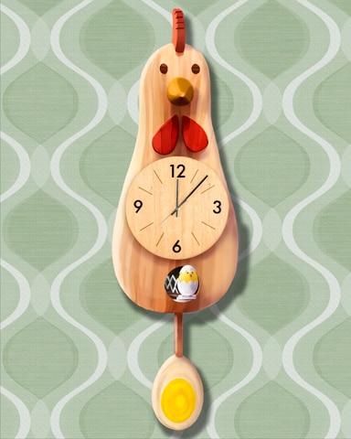 Cute Chicken Cuckoo Clock Badge - Poppit! Bingo