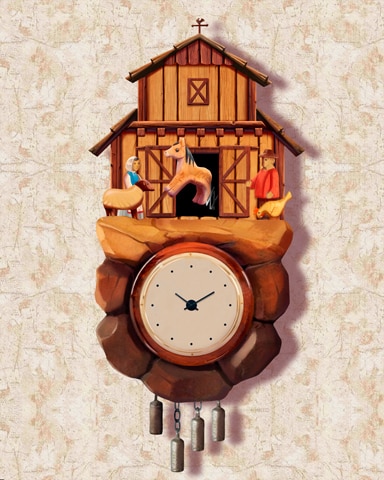 Cute Horse Barn Cuckoo Clock Badge - Spades HD