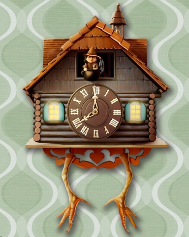 Chicken Leg Cabin Cuckoo Clock Badge - Mahjong Safari HD