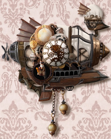 Steampunk Zeppelin Cuckoo Clock Badge - First Class Solitaire HD