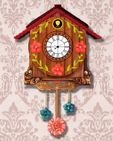 Traditional Painted Flowers Cuckoo Clock Badge - Word Whomp HD