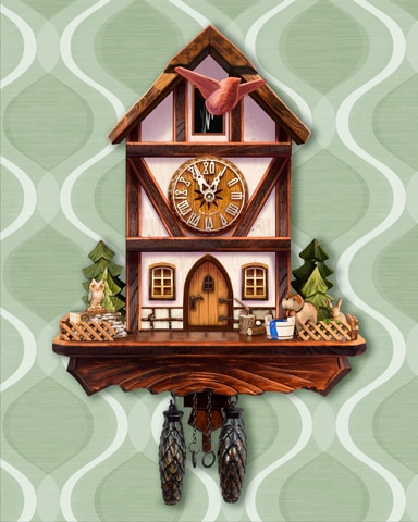 Traditional Tudor Cottage Cuckoo Clock Badge - World Class Solitaire HD