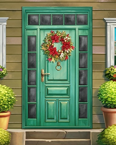 Classic Green Decorated Doors Badge - Lucky Cat Bingo Classic Green Decorated Doors Badge - Lucky Cat Bingo