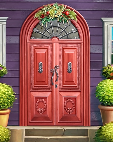 Muddy Red Decorated Doors Badge - Trizzle