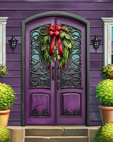 Purple Love Decorated Doors Badge - Pogo™ Slots