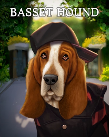 Basset Hound Dogs In Disguise Badge - Mahjong Garden HD