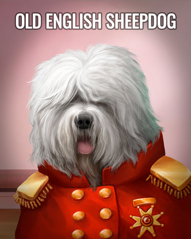 Old English Sheepdog Dogs In Disguise Badge - Mahjong Safari HD