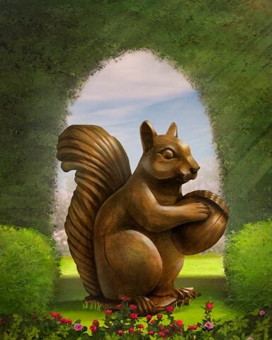 Squirrel With Acorn Garden Friends Badge - Mahjong Garden HD