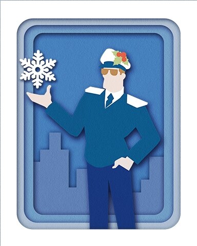 Pilot With Snowflake Holiday Cards Badge - First Class Solitaire HD