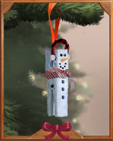 Clothespin Snowman Holiday Ornaments Badge - Pogo™ Slots