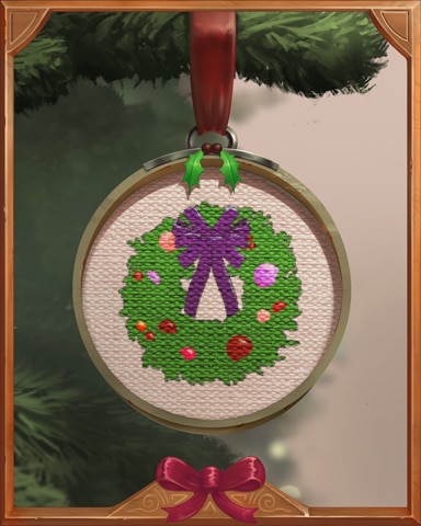 Cross-Stitch Wreath Holiday Ornaments Badge - Poppit! Bingo