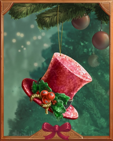 Red Top Hat Holiday Ornaments Badge - First Class Solitaire HD