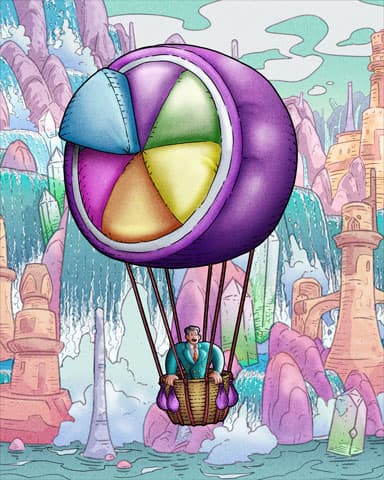 Trivial Pursuit Pie Hot Air Balloons Badge - World Class Solitaire HD