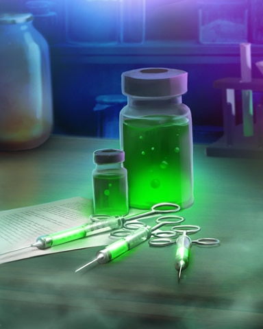 Glowing Syringe Mad Scientist Lab Badge - World Class Solitaire HD Glowing Syringe Mad Scientist Lab Badge - World Class Solitaire HD
