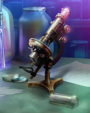 Microscope Mad Scientist Lab Badge - Solitaire Home Story Microscope Mad Scientist Lab Badge - Solitaire Home Story