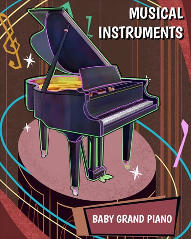 Baby Grand Piano Musical Instruments Badge - Word Search Daily HD