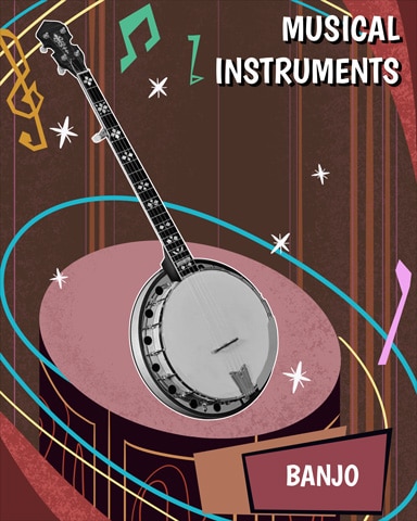 Banjo Musical Instruments Badge - Trizzle